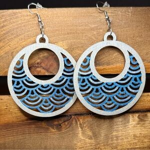 New!  Hand painted wooden dangle earrings